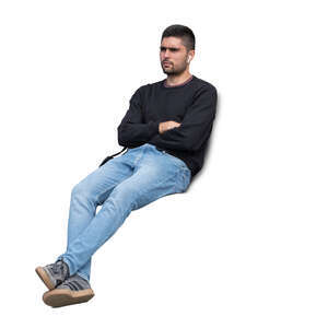 cut out man sitting hands crossed