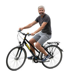cut out bearded man riding a bike