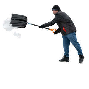 cut out man shovelling snow