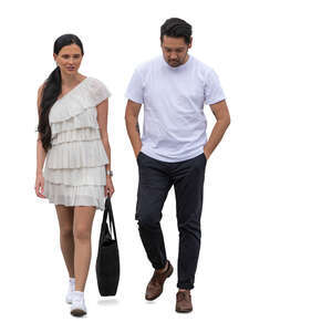 man and woman walking