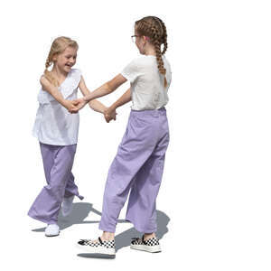 two cut out little girls dancing together