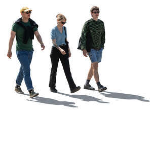 cut out group of backlit people walking