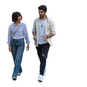 cut out middle eastern man and woman walking