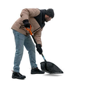 cut out man shoveling snow