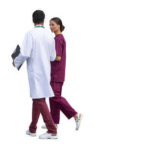 two cut out doctors walking