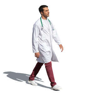 cut out male doctor walking outside