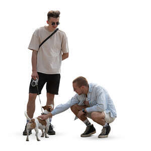 cut out man petting a dog