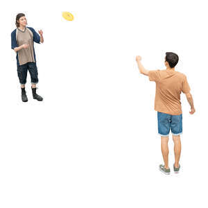 top view of two people playing frisbee