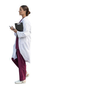 cut out female doctor walking