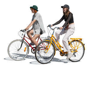 two girls riding bikes together