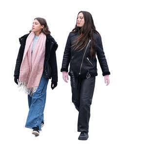 two young women walking in late autumn