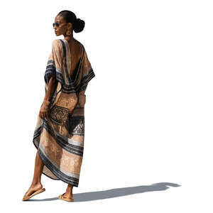 cut out black woman in a beach kaftan standing