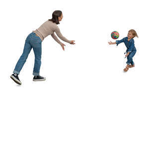 mother and daughter playing with a ball