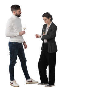 two people standing and drinking wine