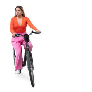 cut out mexican woman riding a bike