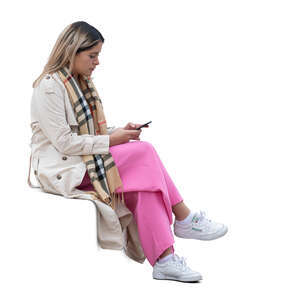 cut out woman sitting and texting