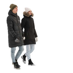 couple walking in winter hand in hand