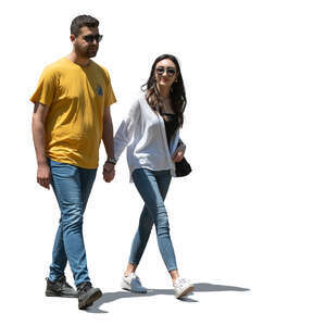 cut out man and woman walking and holding hands