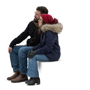 two people sitting in winter