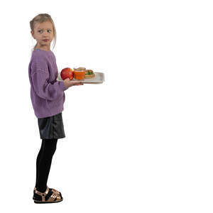 kid with a tray going to eat lunch