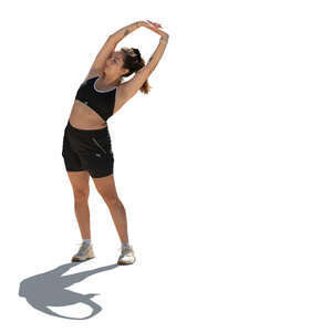 cut out backlit woman exercising outside