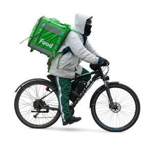 food delivery man riding a bike