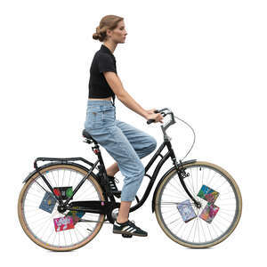 cut out woman riding a bike