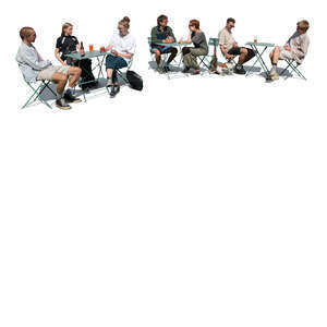 cut out outdoor trendy cafe with young people sitting