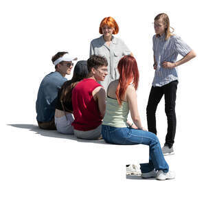 cut out group of teenagers hanging outside in summer