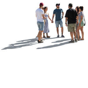 cut out backlit group of people standing