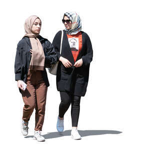 two teenage muslim girls walking