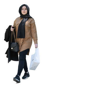 cut out muslim woman walking