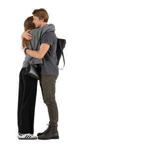 two cut out people hugging