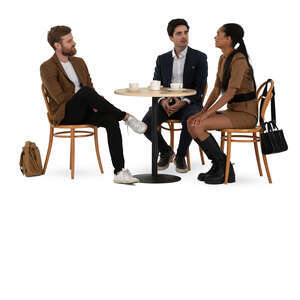 cut out group of three people sitting in a cafe