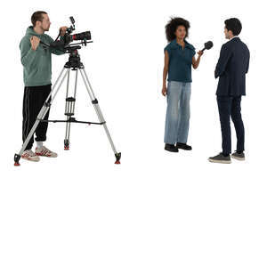 cut out television crew making an interview