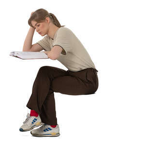 cut out female student studying