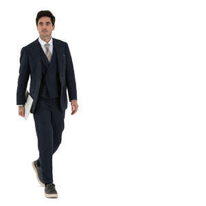 cut out man in a suit walking