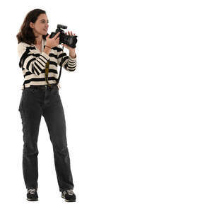 woman with a photo camera taking pictures