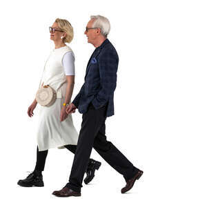 two cut out senior people walking
