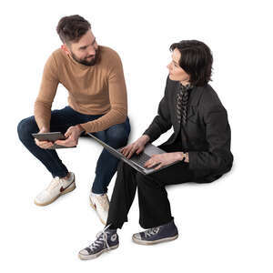 top view of people sitting in a modern office