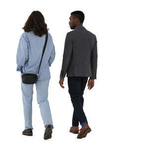 two cut out people walking