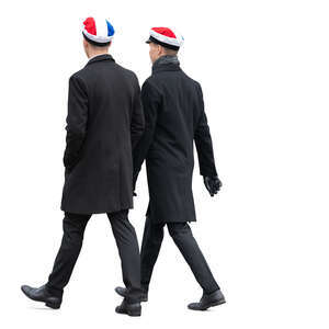 two cut out young men in school uniform walking