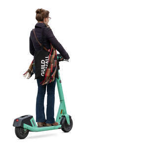 woman riding a rental scooter