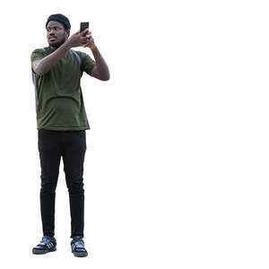 young black man taking a picture