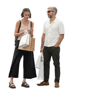 man and woman coming from shopping