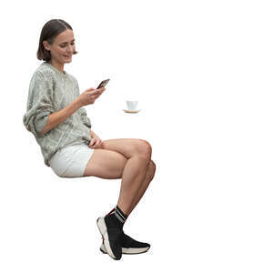 cut out woman sitting and drinking coffee