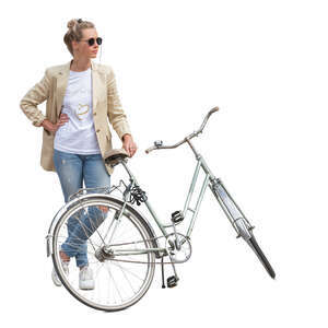 woman with a bike standing