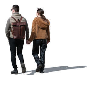 cut out man and woman walking hand in hand