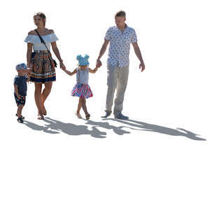 cut out backlit family walking hand in hand