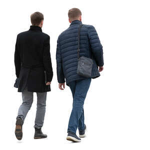 two men walking in spring